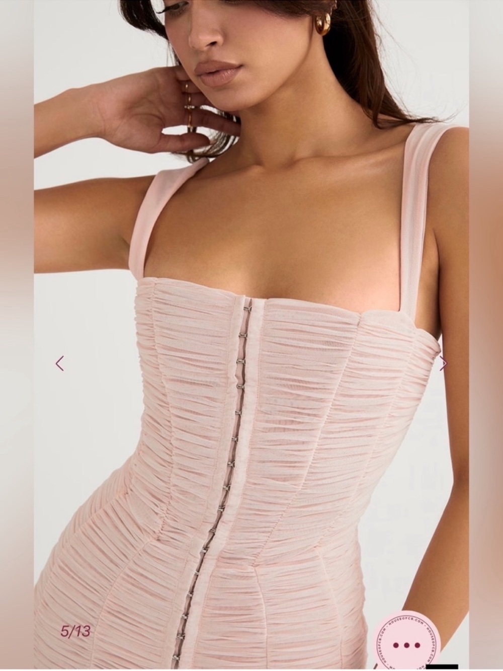 🇺🇸Firm Price🇺🇸House of CB CATE Crystal Ruched Mesh Mini Dress - Picture 8 of 16